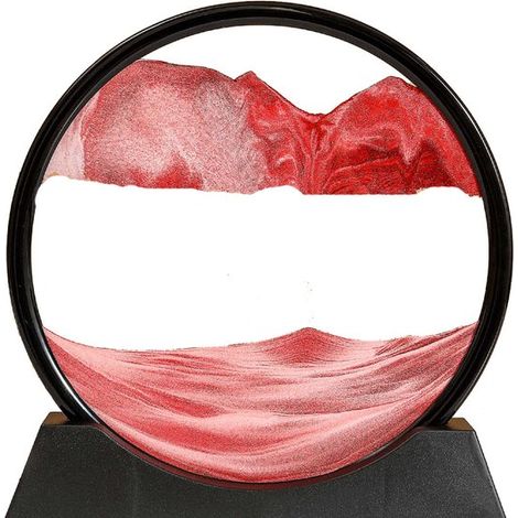Tableau de sable mouvant 19 x 18 cm, décoration artistique avec effet sablier, œuvre moderne pour bureau et table, rouge (1/5)
