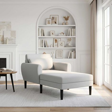 vidaXL Chaise longue Gris clair Velours granuleux (1/5)