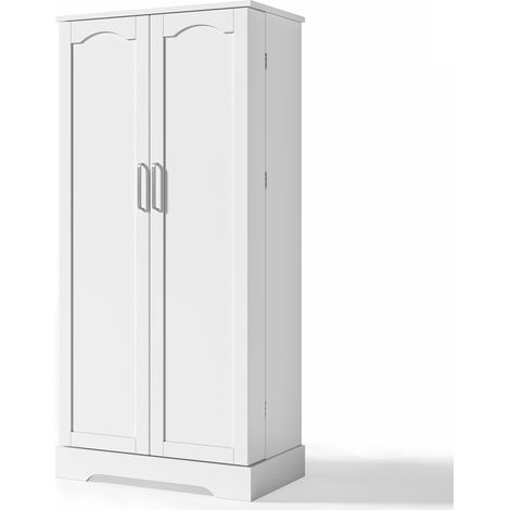 Credenza cucina bianca 60x35x128 cm con LED sensore, ripiani regolabili e 2 ante (1/5)