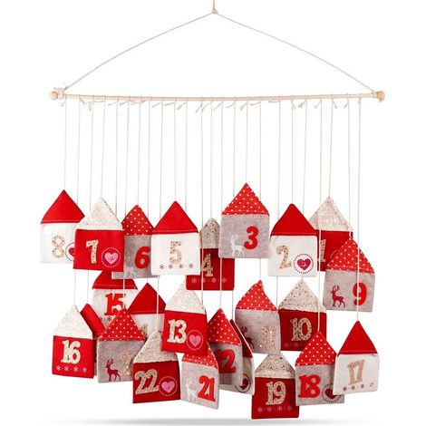 Calendario dell'Avvento in feltro rosso, 70x60 cm (1/5)