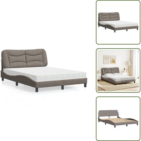 Bett mit Matratze Taupe 120x200 cm Stoff - Bettauflage - Boxspringbetten - Doppelbett - Schlafzimmermöbel - Lattenrost