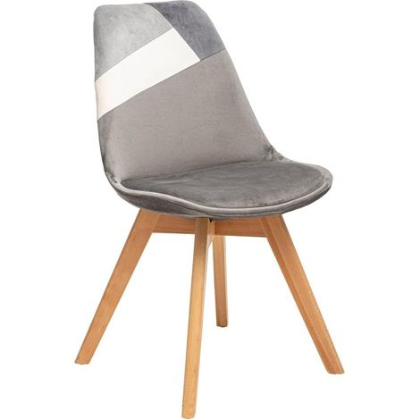 Créateur d'Intérieur - Chaise Baya Retro Grise - Tissu et Hêtre - Salle à manger, Cuisine, Bureau, Salon - Coussin intégré confortable (1/5)