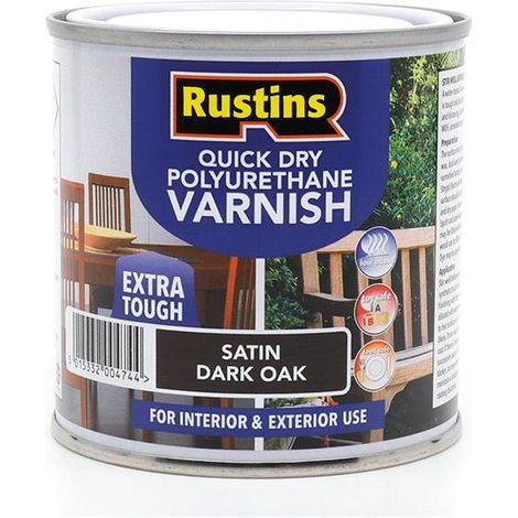 Rustins PSDOW250 Quick Dry Polyurethane Varnish Satin Dark Oak 250ml PSDOW250 RUS3980