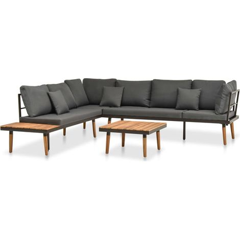 Muebles de jardín 4 piezas con cojines madera maciza acacia vidaXL (1/5)