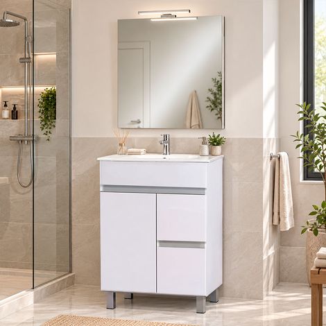 Kibath Mueble+lavabo+espejo+LED URBAN 70x45 cm blanco 2c 1p (1/5)