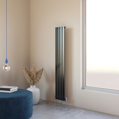 Acezanble 1600x272mm Single Black Vertical Flat Panel Central Heating Designer Radiator (1/5)