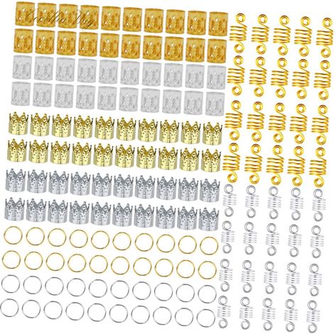 160pièces Accessoires pour Cheveux pour Tresses Bijoux pour Dreadlocks Breloques pour Cheveux Accessoires De Tressage pour Dreadlocks Pendentifs pour Tresses Bijoux (1/5)