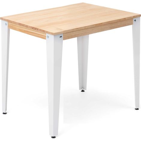 Mesa Lunds Cuadrada 100x100x75cm Blanca en madera maciza de pino acabado natural estilo nórdico industrial Box Furniture (1/5)