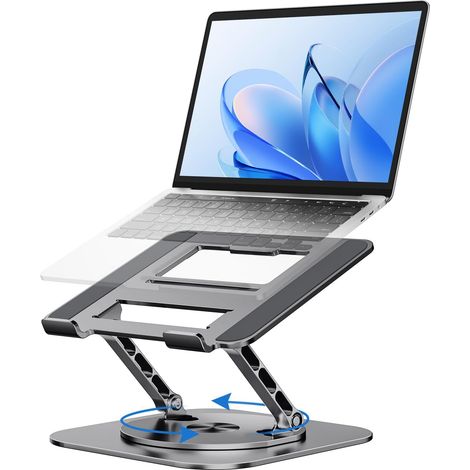 Supporto da scrivania per laptop - supporto ergonomico regolabile con rotazione a 360° - rialzo in alluminio ventilato - supporto pieghevole per laptop - 10-17,3" (1/3)