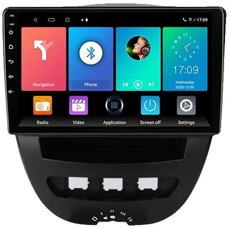 Sistema multimediale per auto con touchscreen, supporto multimediale, compatibile con Peugeot 107, Citroën C1, Toyota Aygo 2005-2014, R3 (1/2)