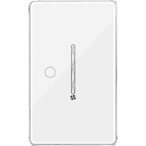 Interrupteur tactile simple standard américain pour ventilateur de plafond Zigbee, avec curseur pour régler la vitesse du ventilateur nécessite un raccordement au fil neutre pour son utilisation. (1/5)