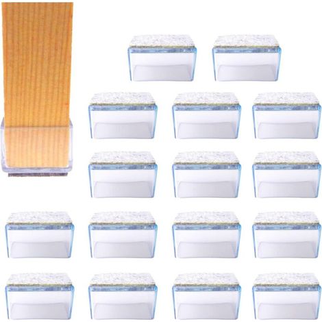 Set of 16 felt protective caps for chair legs - Foot caps - Felt pads - Furniture glides - Chair socks (rectangular, 25 x 50 mm)