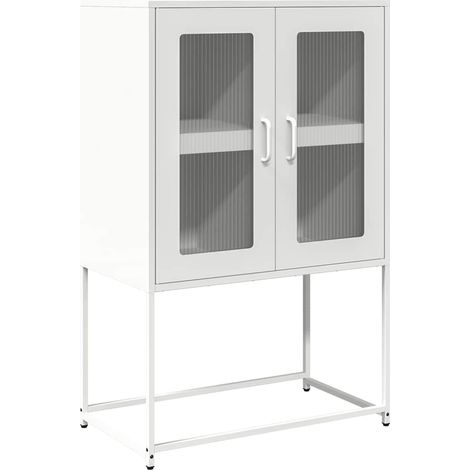 Buffet haut Meuble de rangement blanc 68x39x107 cm acier (1/5)