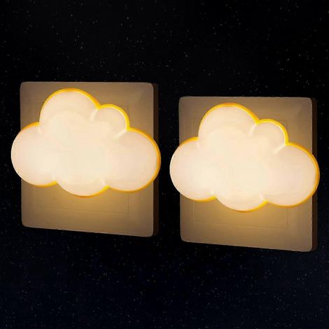 Lot de 2 veilleuses LED avec détecteur de luminosité pour chambre d'enfant et couloir, appliques murales économes en énergie et conformes aux normes européennes (1/5)