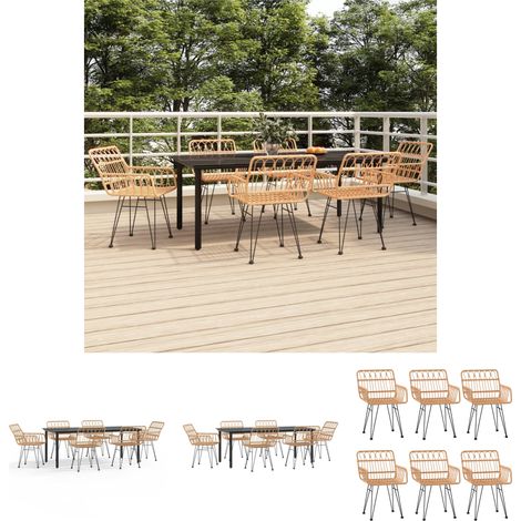 Gartenstuhl - vidaXL 7-tlg. Garten-Essgruppe Poly Rattan - Gartenesszimmer (1/5)