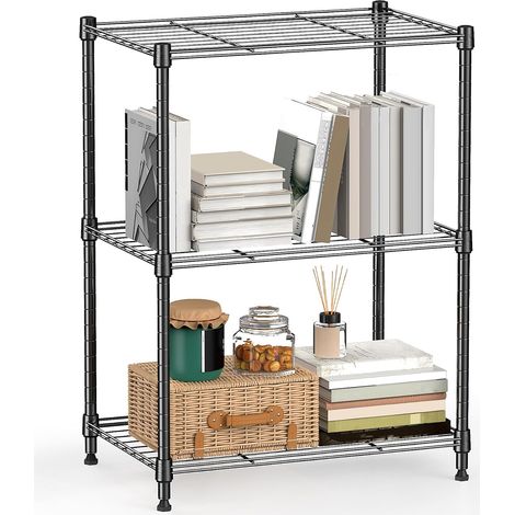1 - Étagère métallique - Étagères de rangement - Hauteur réglable - Capacité 204,3 kg - Pour garage cuisine buanderie - Gris - 30x45x67cm