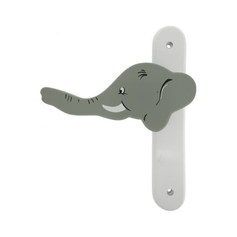 Ouvre&Déco – Poignée de porte intérieure gauche éléphant en bois gris – Entraxe 195 mm – Pour chambres d'enfants – Finition esthétique (1/2)