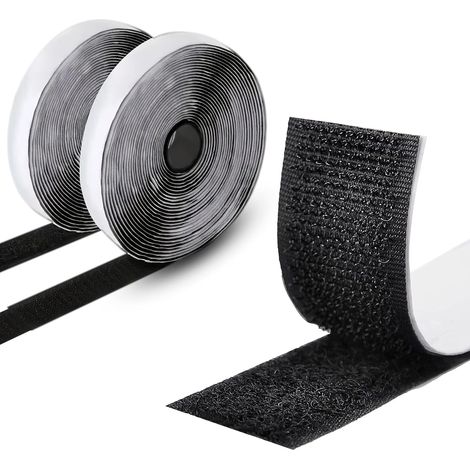 scratch autocollant double face 8m x 20mm, bande scratch adhésive Pour Bricolage et Organisation (Noir) (1/5)