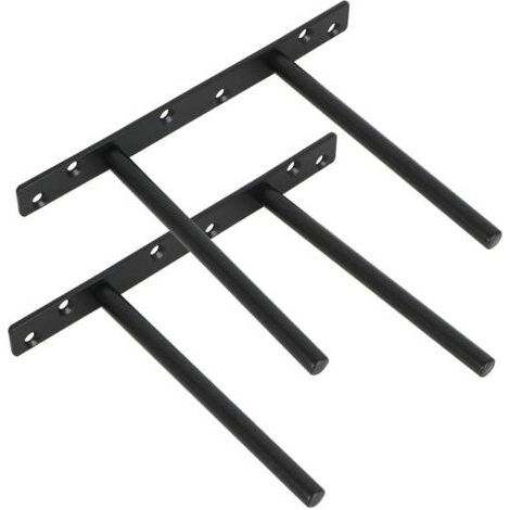 Lot de 2 Support pour Étagère Flottante Invisible Support en Métal pour Tablette Flottante en Bois Dissimulé à Fixation Murale, Finition Noire Mate en Acier Inoxydable, 2 Pcs (1/4)