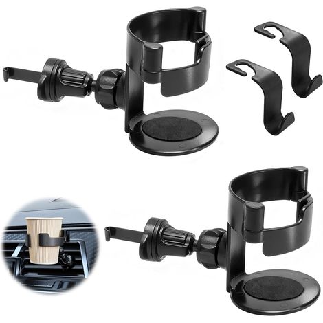 Portavasos para coche de 2 piezas con dos ganchos pequeños, portavasos para coche, portabotellas para cenicero, taza de café y lata de bebida. (1/5)