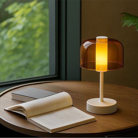 Moderne nordische Schreibtischlampe im Retro-Stil, 3 Farbtemperatureinstellungen, Nachttischlampe mit Memory-Funktion, weiß (1/5)