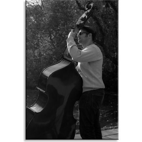 Leinwanddruck Musik Musiker Kontrabass 80x120 cm
