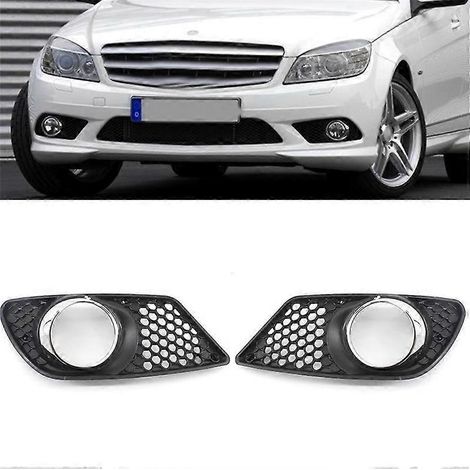 par de rejillas para faros antiniebla delanteros de coche con marco cromado para Clase C W204 200 (1/4)