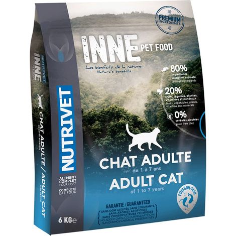 NUTRIVET - INNE CHAT - Crocchette senza cereali - Gatto adulto - Pesce - 80% ingredienti di origine animale - 6kg (1/5)