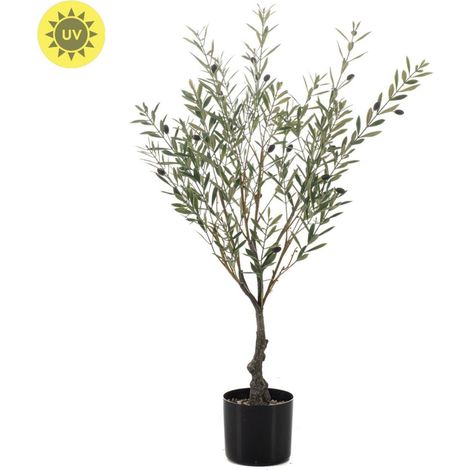 Olivier Artificiel en Pot 90 cm Arbre Décoratif Extérieur et Intérieur Traité UV Vert - PANGIVO (1/5)
