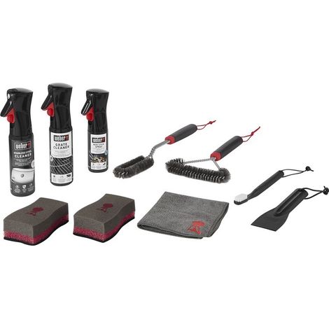 Kit de limpieza para barbacoa a gas en acero inoxidable con 8 productos