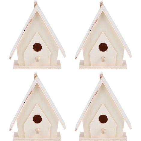 Mini-Hängevogelhäuschen aus Holz, 4 Stück, Nester, Käfig, dekoratives Kunsthandwerk für Garten und Hof (1/4)