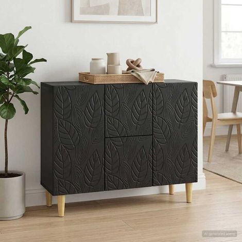 Buffet Noir en Bois d'Ingénierie 89 x 34,5 x 60 cm (1/5)