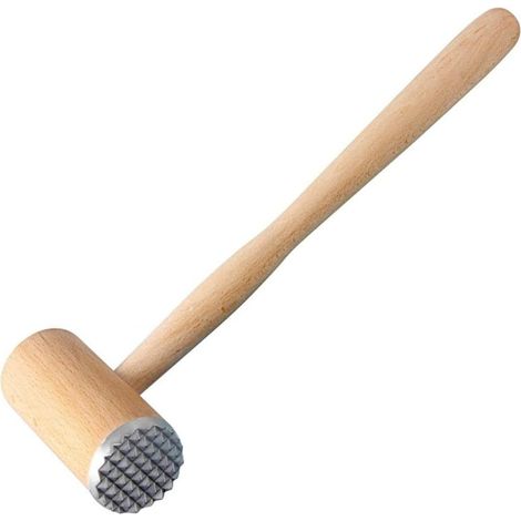 1 Attendrisseur de viande, Marteau à viande, Hêtre et métal, 32 cm, Pour cuisine quotidienne (1/5)