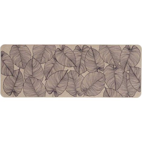 Paris Prix – Tapis shaggy tissé rectangulaire 45x120cm – Dessus 100% polyester – Antidérapant et facile à nettoyer – Imprimé feuille naturel (1/4)