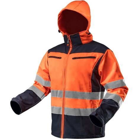 Giacca da lavoro softshell ad alta visibilità con cappuccio, arancione, taglia XXL (1/5)