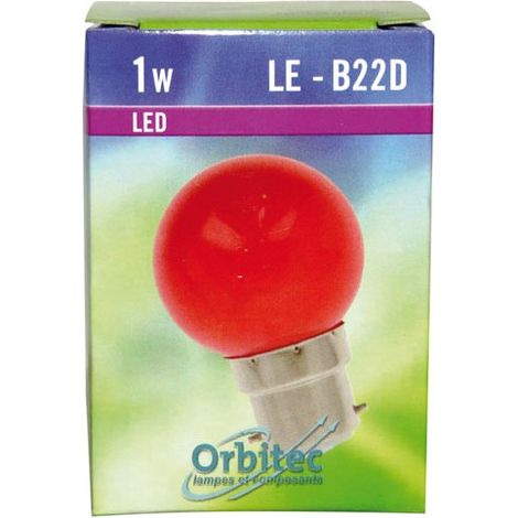 Ampoule Led SMD - 1W - 30lm - Rouge - B22 - 180625 - Orbitec (1/2)