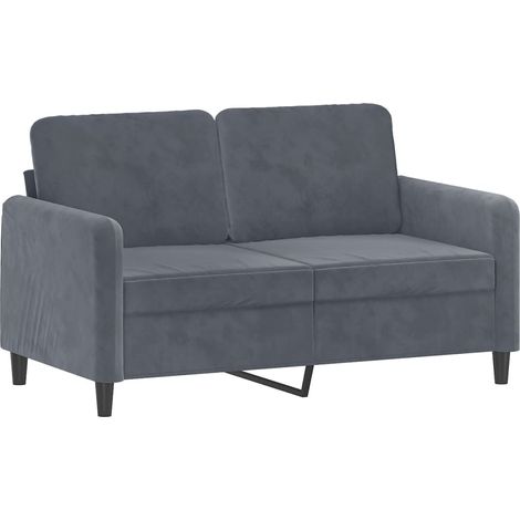 Canapé Sofa à 2 places Gris foncé 120 cm Velours (1/5)
