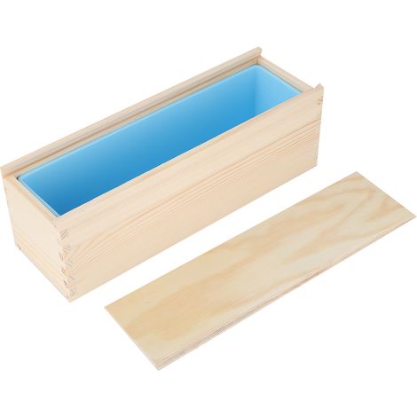 Moule en silicone à motif rose pour savon et pain, idéal pour la confection de gâteaux faits main, avec boîte en bois (boîte en bois en silicone bleu ciel). (1/5)