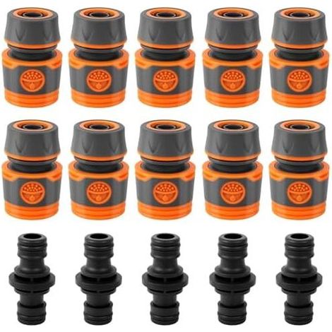 10-teiliges 1/2-Zoll-Schnellverlängerungs-Schlauchanschluss-Set mit 5 Verbindungsstücken für Anfang und Ende der Bewässerung - (1/5)