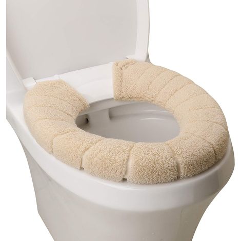 Housse de siège de toilette, douce, épaisse et chaude, fermeture à pression, extensible, lavable, facile à installer et à nettoyer (30 x 30 cm) (1/5)