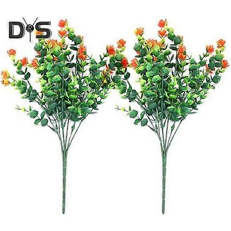 Lot de 2 fleurs artificielles réalistes et éclatantes, pour la décoration de votre maison, jardin ou extérieur.orange (1/5)