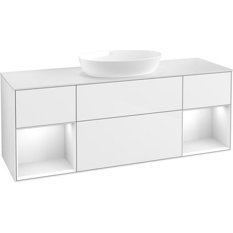 V&B Waschtischunterschrank Wandbeleuchtung Finion 160cm, Pl w m, Rg g wh. Lac, glo wh. Lac (1/2)