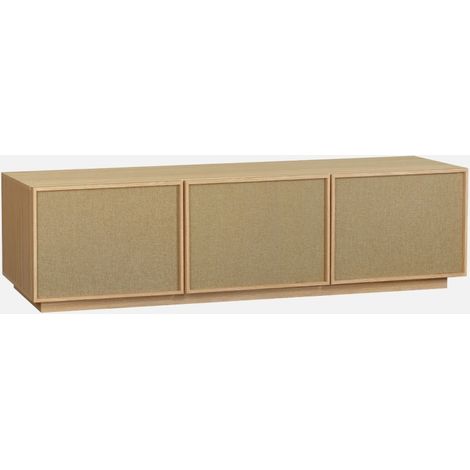 Mueble de TV efecto madera y tela con 3 puertas, 180cm (1/5)