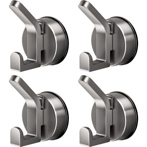 4 Pieces Suction Cup Hooks, Reusable Suction Cup Bathroom Towel Holder No Drilling, Powerful Suction Cup Hook for Kitchen, Bathroom (1/4)
