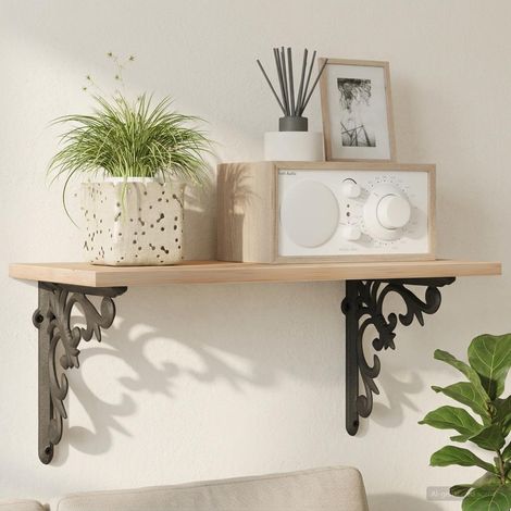 vidaXL Soportes para estanterías de pared 2 uds. Negro (1/5)