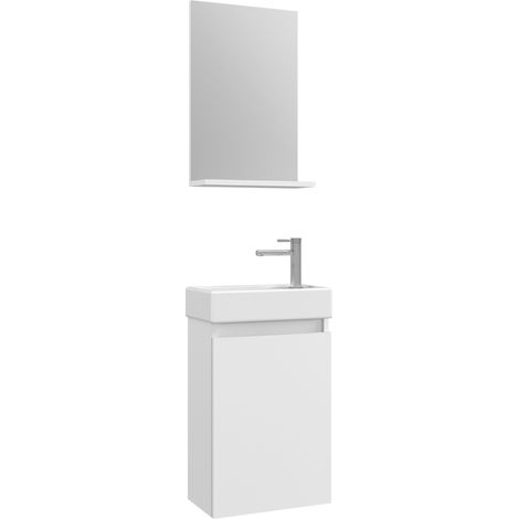 Conjunto Mueble CONZA Baño Lavabo y Espejo Blanco (1/4)