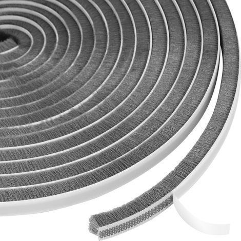 6 m selbstklebende Bürstendichtung, 9 mm (B) x 9 mm (T), Tür- und Fensterdichtung, Wetterdichtung, selbstklebende Bürste, Luftdichtung (1/4)