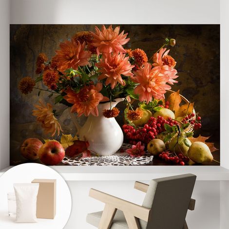 Tapete Vliestapete mit Kleber - modernes Design - Wohnungsdeko - geruchslos - langlebig Herbstkomposition 104x70 cm (1/5)