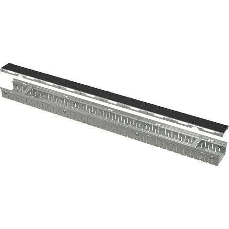 Alcadrain Entwässerungsrinne 100 mm verstellbar + Rost für die Fliesenverlegung, verzinkt (1/2)