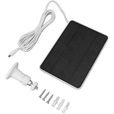 Panneau solaire 4W 5V pour caméra de sécurité extérieure sans fil, panneau de charge solaire étanche IP65 avec support réglable blanc (1/5)